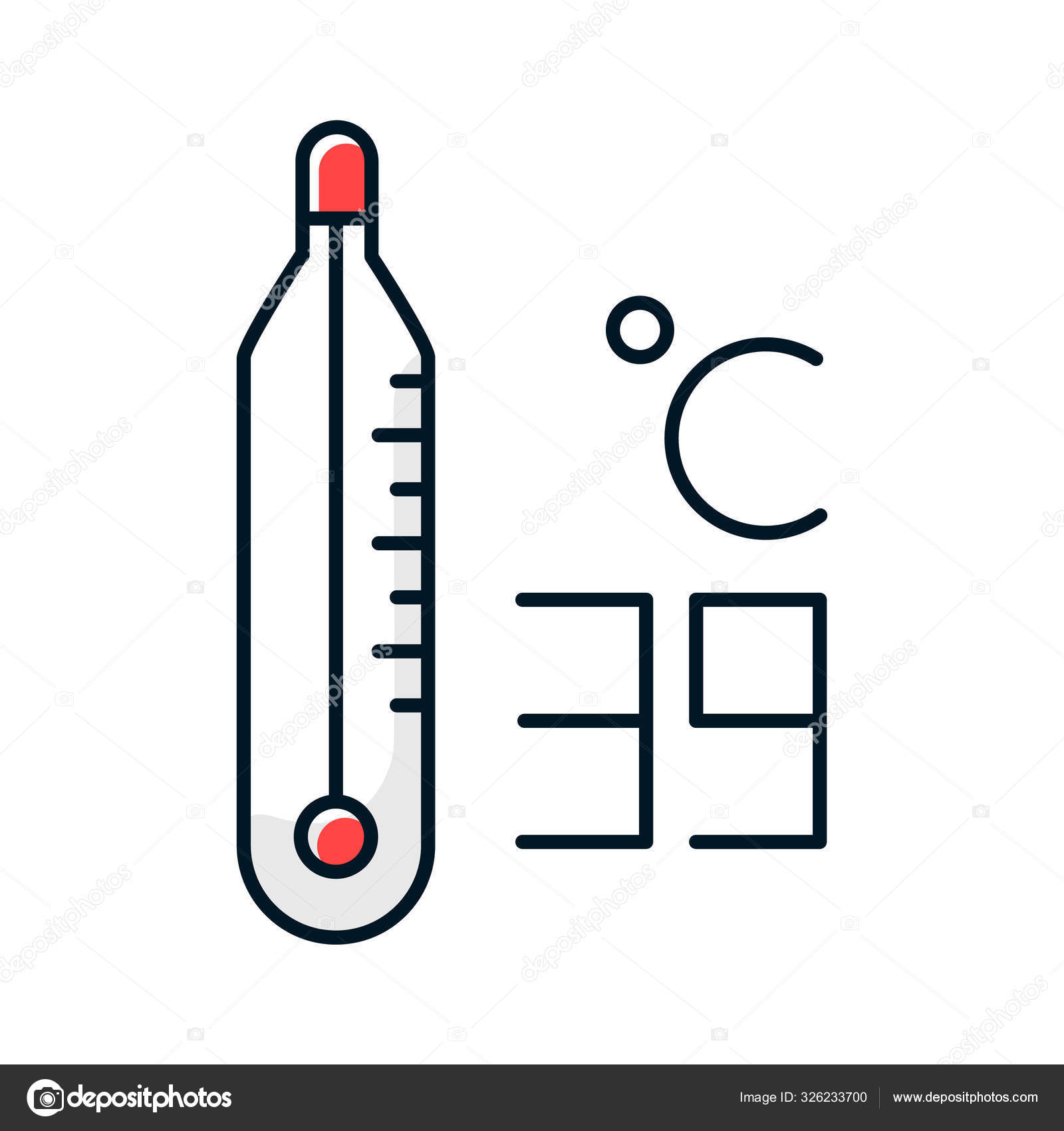 Thermometer with high temperature isolated icon Vector Image