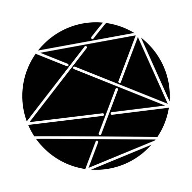 Yuvarlak şekilli sembol. Çember çizgilerle kesişti. Çizgiler küre içinde kapalı. Geometrik şekil. Soyut şekil. Isometric formu. Siluet sembolü. Boşluk yok. Vektör izole illüstrasyonu