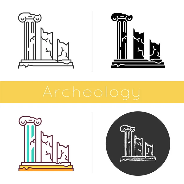 Antiche Rovine Icona Colonne Rotte Pilastri Greci Città Civiltà Perdute — Vettoriale Stock