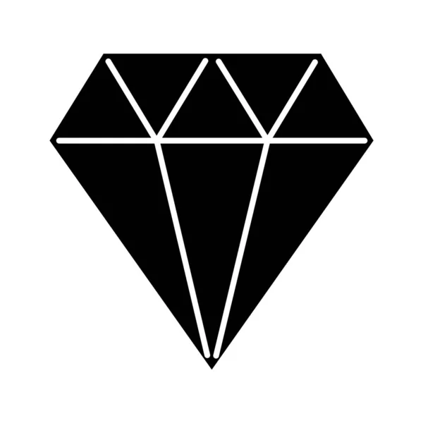 Diamantglyf Ikonen Platt Kristall Dekorativa Lysande Smyckeselement Polygonal Geometrisk Figur — Stock vektor