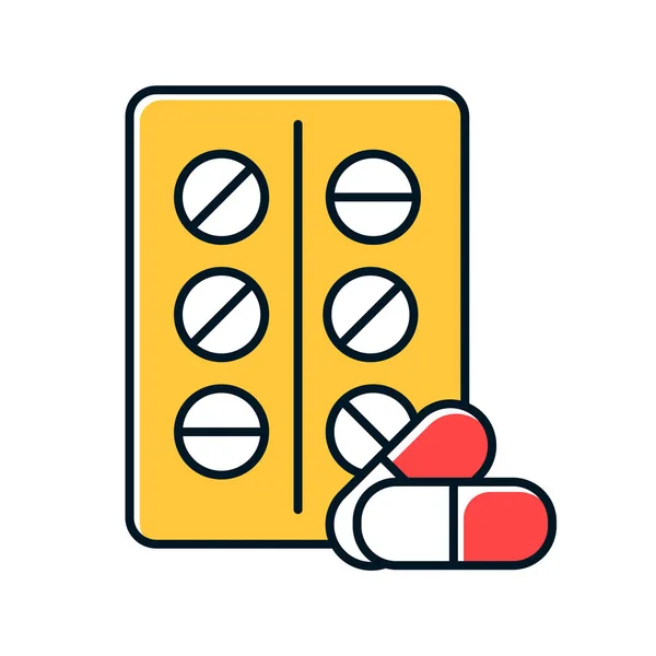 Pillen Kleur Pictogram Geneesmiddelen Farmaceutische Producten Voorschriften Drugs Vitamine Capsule — Stockvector