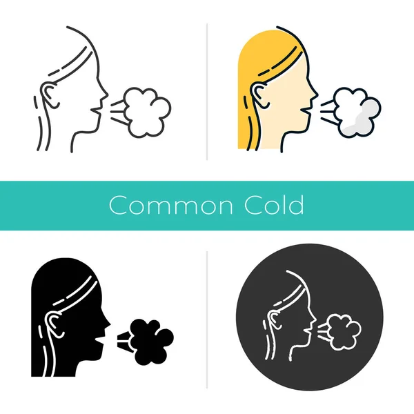 Ikona Dívčího Kašle Běloch Virus Chřipky Příznaky Chřipky Grippe Respirační — Stockový vektor