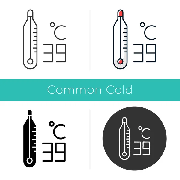 Ícone Termómetro Alta Temperatura Celcius Calor Corporal Dispositivo Médico Sintoma — Vetor de Stock