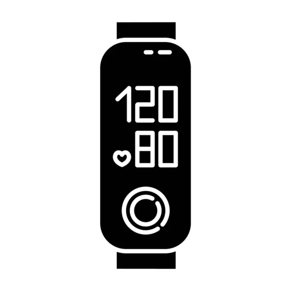 Fitness Tracker Met Bloeddrukglyph Icoon Wellness Apparaat Met Tonometer Smartwatch — Stockvector