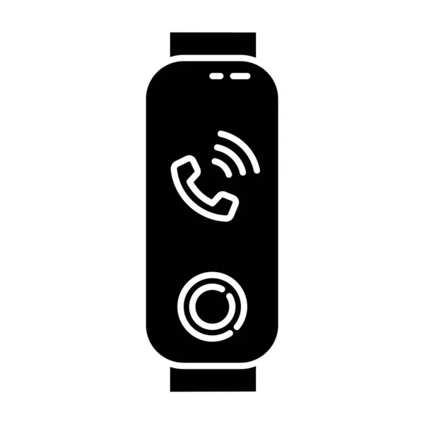 Fitness Tracker Incoming Call Display Glyph Icon Wellness Device Phone — Stock Vector