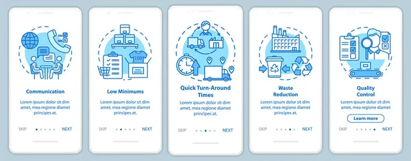 Преимущества Локального Производства Бортовом Экране Мобильного Приложения Линейными Концепциями Пять — стоковый вектор