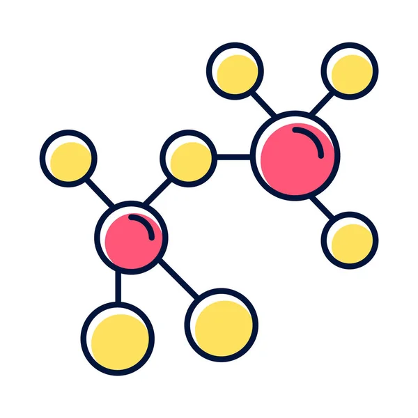 Ícone Cor Molécula Vermelha Amarela Estrutura Cristal Multicolorido Bola Molecular — Vetor de Stock