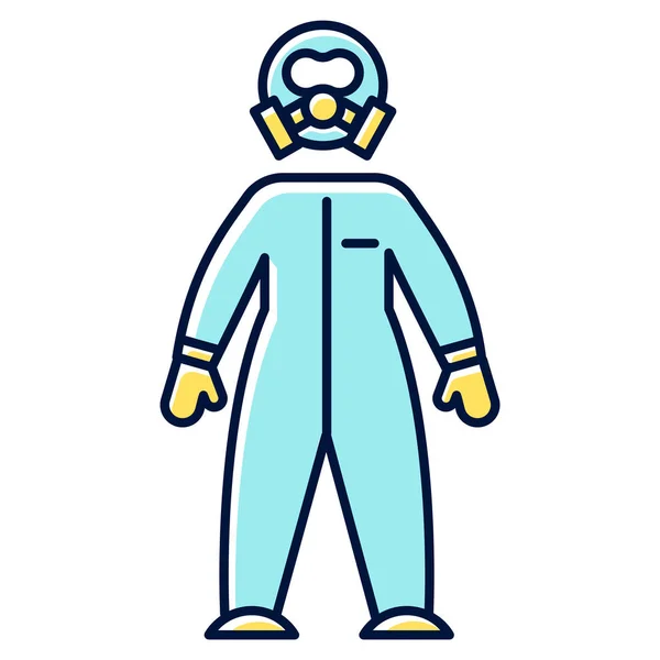 Icono Color Azul Traje Protector Industrias Químicas Protección Contra Riesgos — Vector de stock