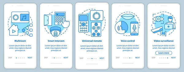 Smart Home Onboarding Mobile App Seite Bildschirm Vektor Vorlage Automationssysteme — Stockvektor