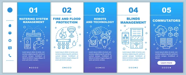 Smart House Onboarding Mobile Web Pages Vector Template Home Control — ストックベクタ