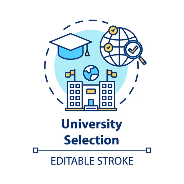 Icono Del Concepto Selección Universitaria Elige Universidad Educación Superior Extranjero — Vector de stock