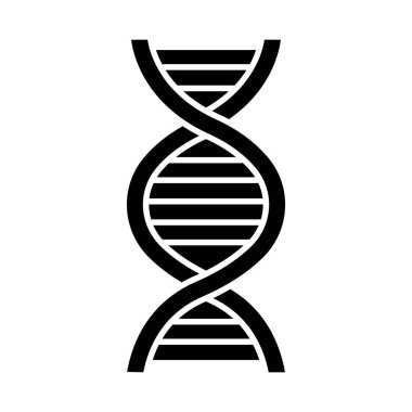 DNA helix glyph icon. Deoxyribonucleic, nucleic acid. Spiraling strands. Chromosome. Molecular biology. Genetic code. Genome. Genetics. Silhouette symbol. Negative space. Vector isolated illustration