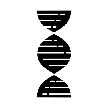 DNA double helix glyph icon. Deoxyribonucleic, nucleic acid structure. Chromosome. Molecular biology. Genetic code. Genome. Genetics. Silhouette symbol. Negative space. Vector isolated illustration clipart