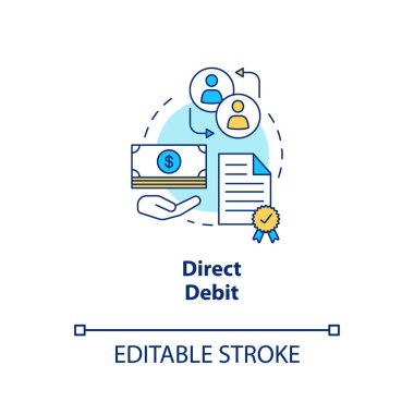 Direct debit concept icon. Finacial withdrawal idea thin line illustration. Bank transaction. Online banking operation. Payment method. Vector isolated outline drawing. Editable stroke