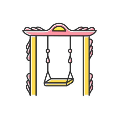 Balinese swing color icon. Popular tourism activity in Bali. Indonesian islands entertainment. Swinging in jungle above trees. Exploring tropical islands activities. Isolated vector illustration