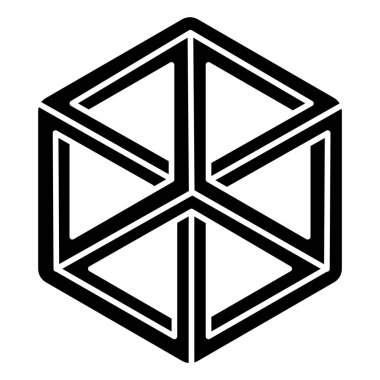 Optik illüzyon yapboz simgesi. Paradoks. Zihinsel egzersiz. Meydan okuma. Zeka testi. Görsel zeka oyunu. Çözüm bulma. Siluet sembolü. Boşluk yok. Vektör izole illüstrasyonu