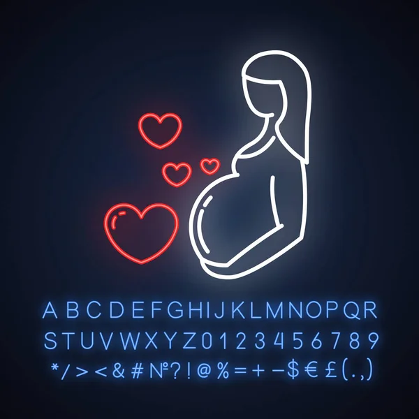 Cuidado Del Embarazo Icono Luz Neón Periodo Prenatal Maternidad Paternidad — Archivo Imágenes Vectoriales
