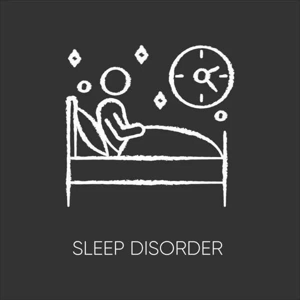 Icono Tiza Privación Del Sueño Insomnio Hombre Solo Cama Despierta — Vector de stock