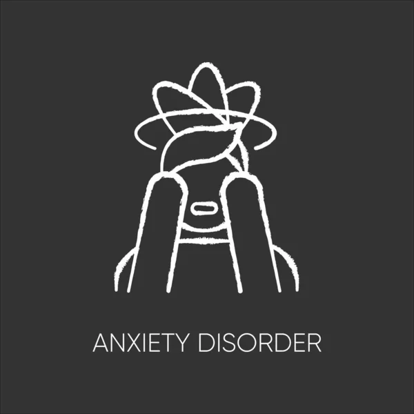 Anxiety Disorder Chalk Icon Fear Worry Depressed Man Panic Attack — Stock Vector