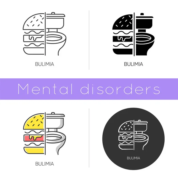 Bulimia Icon Eating Disorder Depression Anxiety Vomiting Food Bathroom Unhealthy — Stock Vector