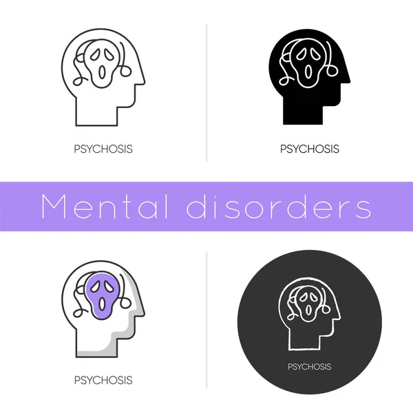 Psychosis Icon Paranoid Scared Person Confused Mind Fear Phobia Anxiety — Stock Vector