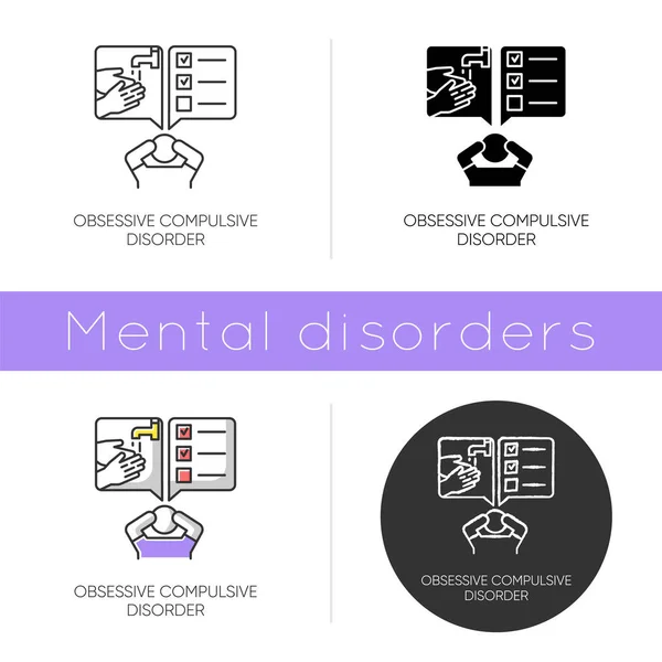 Obsessive Compulsive Disorder Icon Disturbed Man Thinking Pressure Stress Anxiety — Stock Vector