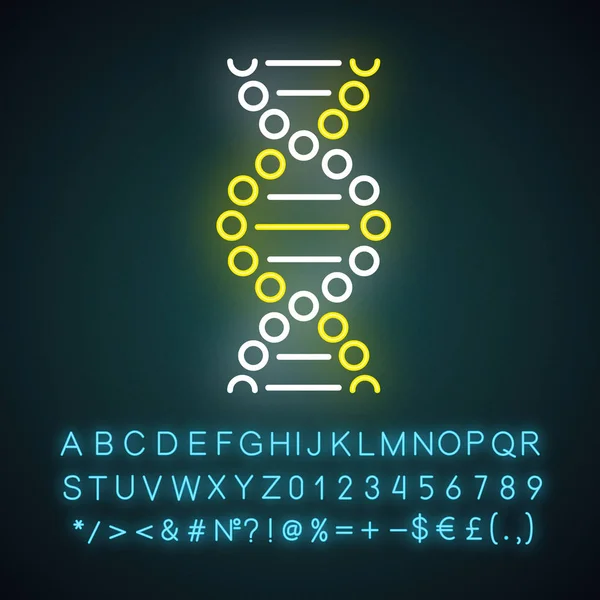 Icono Luz Neón Espiral Adn Puntos Conectados Líneas Desoxirribonucleico Hélice — Archivo Imágenes Vectoriales