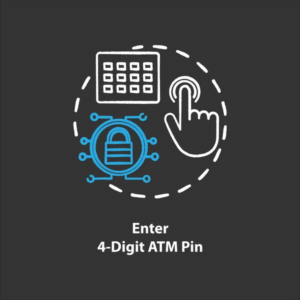 Introduzca Icono Concepto Tiza Dígitos Atm Pin Una Idea Para — Vector de stock