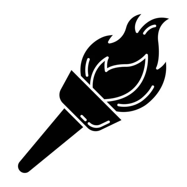 Ikona Středověkého Glyfu Pochodně Flambeau Hořící Oheň Jasný Maják Světlice — Stockový vektor
