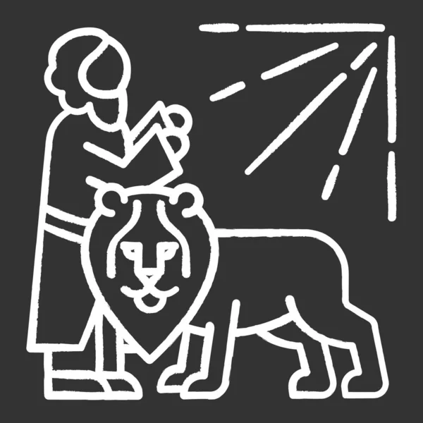 Daniel Lion Den Bibel Story Kreide Icon Legendärer Held Beim — Stockvektor