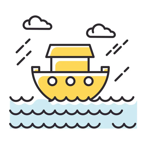 Tufan Ncili Hikaye Renk Ikonu Nuh Gemisi Kutsal Gemi Dünya — Stok Vektör