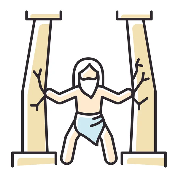Samson Bible Story Farbiges Symbol Letzter Richter Starke Übermenschliche Kraft — Stockvektor