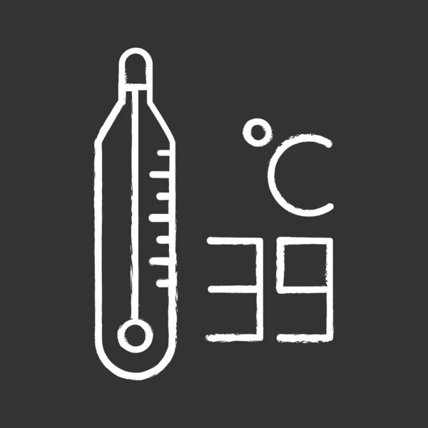 Ícone Giz Termômetro Alta Temperatura Graus Celcius Calor Corporal Dispositivo —  Vetores de Stock