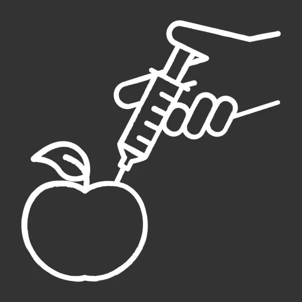 Apple Syringe Chalk Icon Genetically Modified Food Fruits Organic Chemistry — ストックベクタ