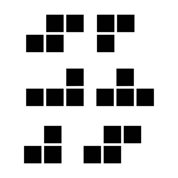 Tiling Puzzle Glyph Icon Tile Matching Game Block Arrangement Mental — ストックベクタ