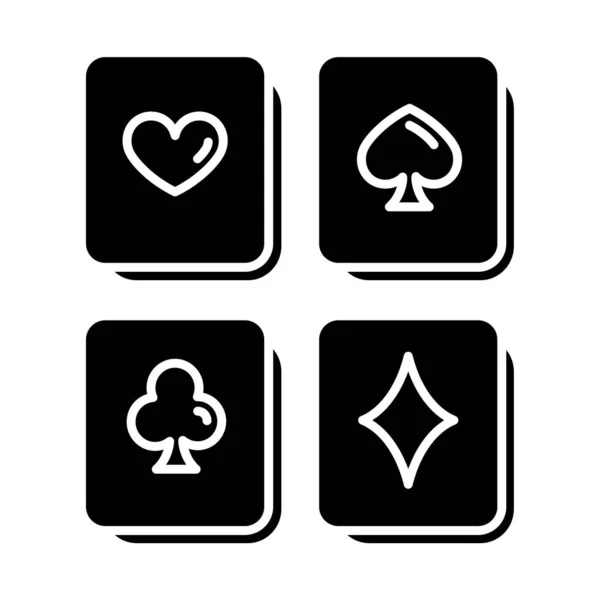 Playing Cards Puzzle Glyph Icon Logic Game Mental Exercise Challenge — Stock Vector
