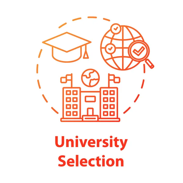 Ikona Koncepce Výběru Univerzity Vyber Vysokoškolské Vzdělání Zahraničí Mezinárodní Myšlenka — Stockový vektor