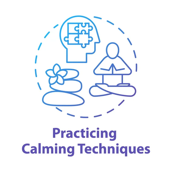 Practicar Técnicas Calmantes Icono Concepto Relajación Ejercicios Mentales Meditación Yoga — Vector de stock