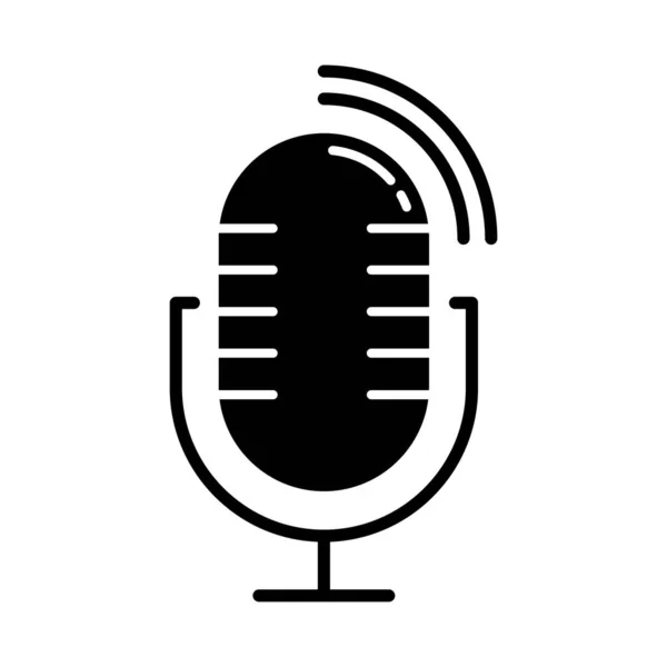 Glyphe Microphone Dynamique Icône Mike Enregistre Son Enregistreur Voix Portable — Image vectorielle