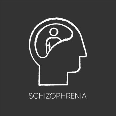 Schizophrenia chalk icon. Unclear thinking. Confused mind. Menta