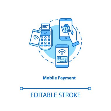 Mobile payment turquoise concept icon. Contactless money transfe