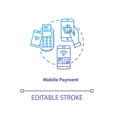 Mobile payment blue gradient concept icon. Contactless money tra