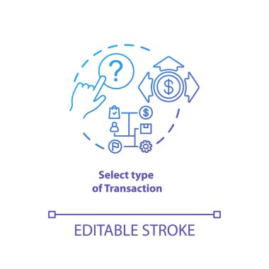 Select type of transaction blue gradient concept icon. ATM opera