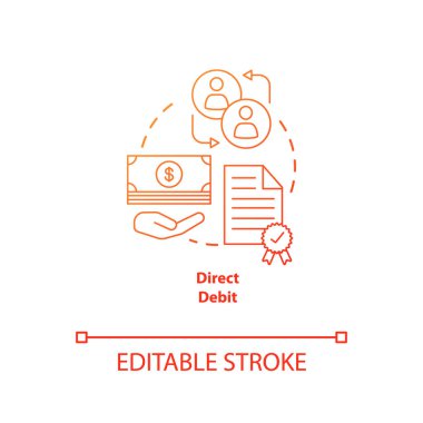 Direct debit red gradient concept icon. Financial withdrawal ide