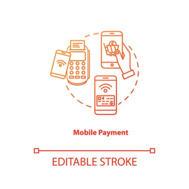 Mobile payment red gradient concept icon. Contactless money tran