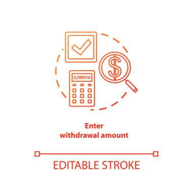Enter withdrawal amount red gradient concept icon. ATM transacti