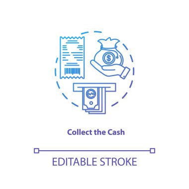 Collect cash blue gradient concept icon. Money withdrawal idea t