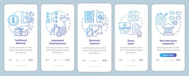 Payment systems onboarding mobile app page screen vector templat
