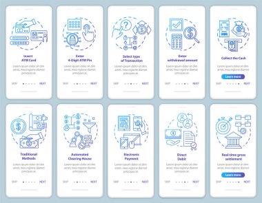 Payments onboarding mobile app page screen vector template. Tran