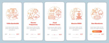 Mobil uygulama sayfa vektör şablonunda 5g teknolojileri